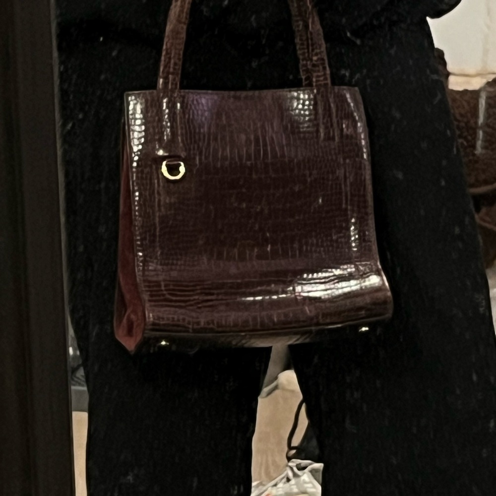 Burgundy Crocodile Skin Handbag